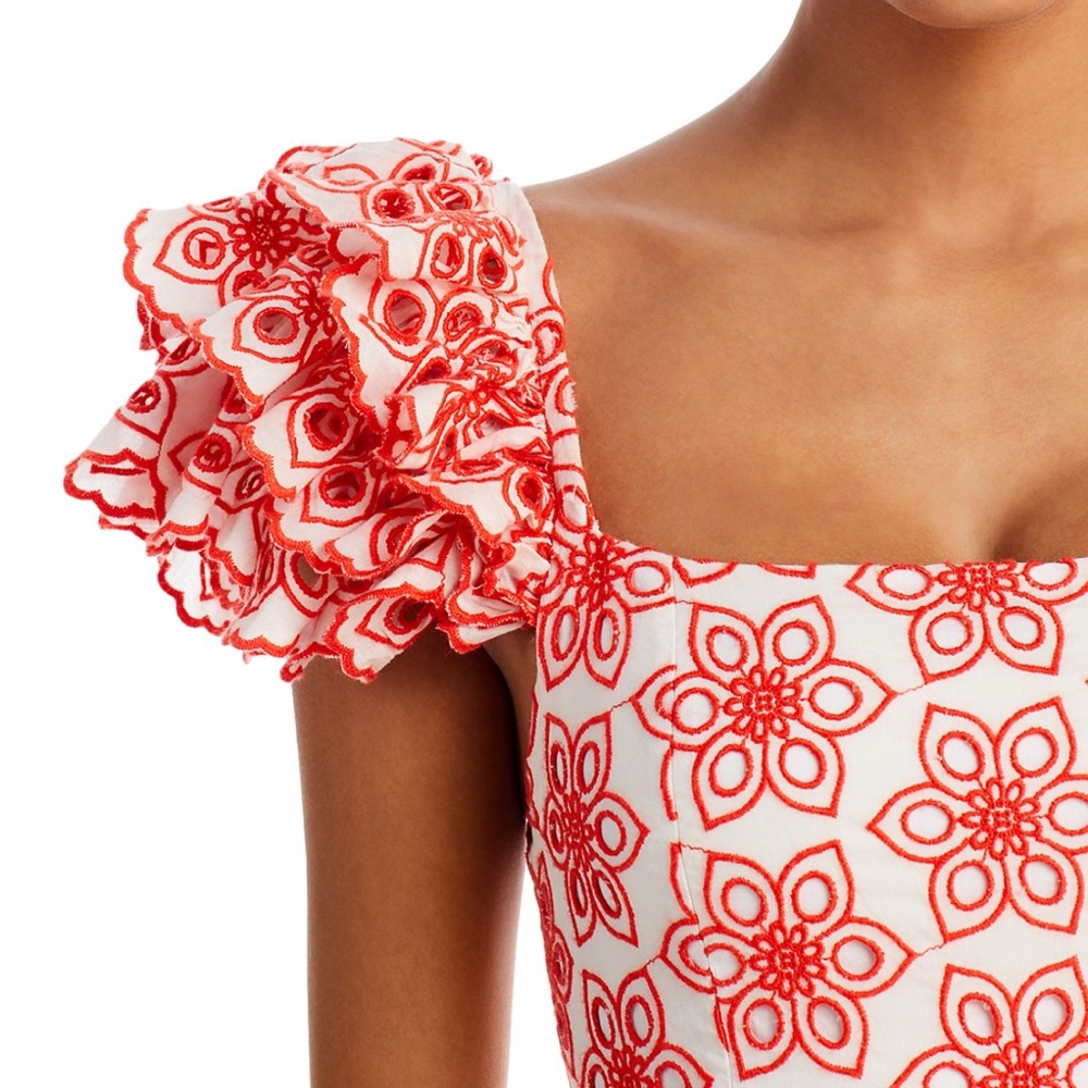 🔖 NWT $795 Alice + Olivia Tawney Eyelet Tiered Maxi Dress - Picture 3 of 12